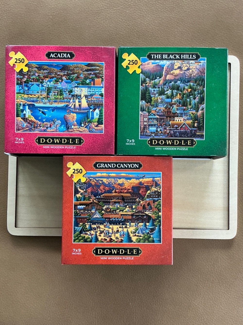 DOWDLE Mini Wooden Puzzle Set of 3 - 250 Piece Each